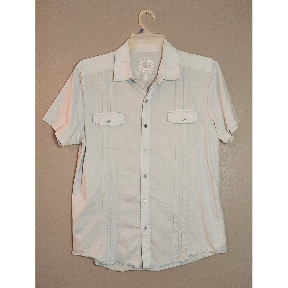 American Rag Light Blue Short Sleeve Button-Up Graphic Shirt Size Large